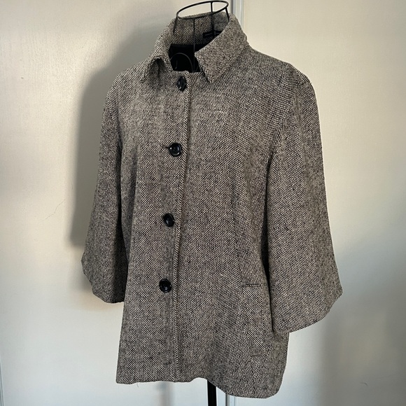 GAP Black and White Wool Herringbone Swing Jacket Size M - Picture 1 of 11